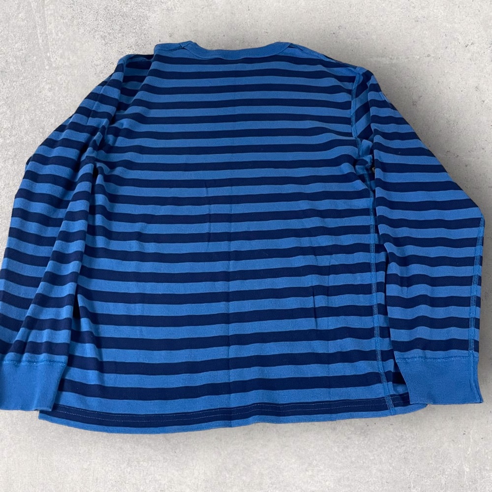 Hanna Andersson Blue Striped Organic Cotton Pajama Set Medium Adult Top Pants - Picture 5 of 13